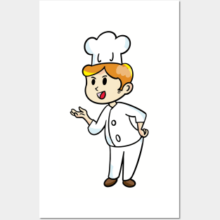 chef cartoon character  drawing design Posters and Art